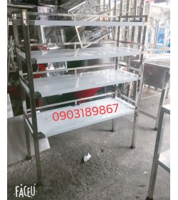 Chậu rửa 3 học và kệ inox tấm