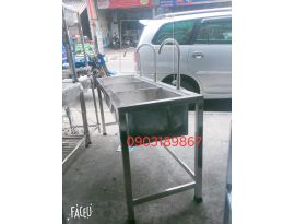 Chậu rửa 3 học và kệ inox tấm